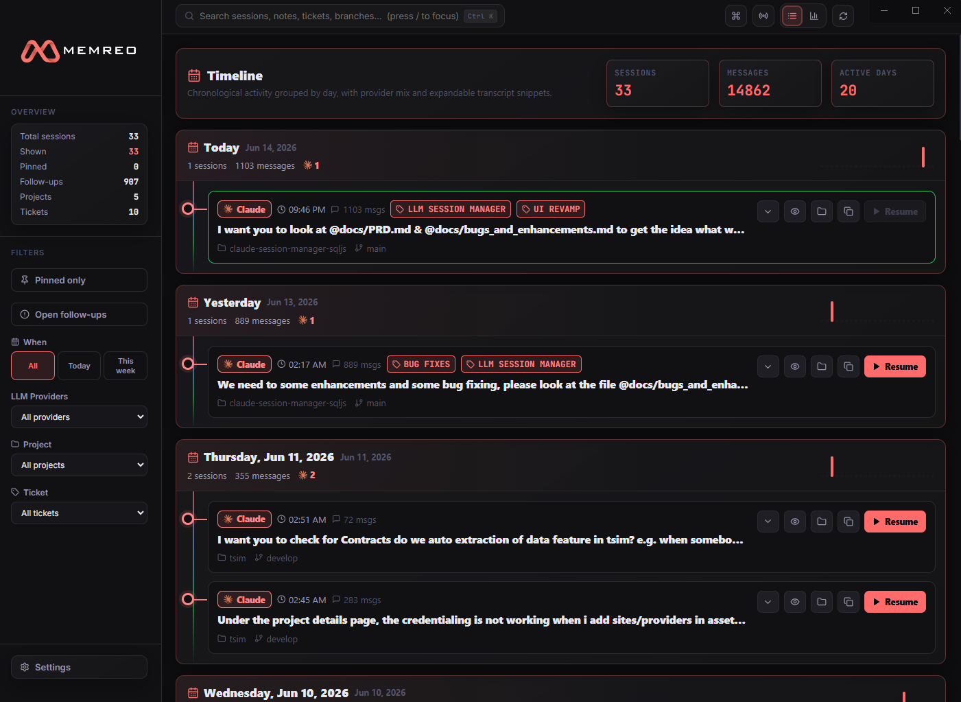 Timeline view